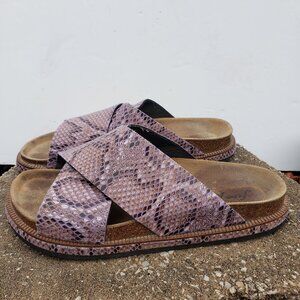 Free People Sidelines Footbed Crossover Faux Snakeskin Purple/ Multicolor  Sanda